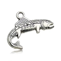 Alloy fish pendant charm in vintage black nickel finish for DIY jewelry making - Antique Silver Fish (10376)