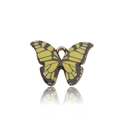 Pendentif papillon jaune en alliage avec finition dorée et émail pour bijoux DIY - Jaune