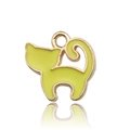 Cartoon Katzen Anhänger mit Goldrahmen und hellgelb-grüner Emaille für DIY-Schmuck - Gelber Katzendruck