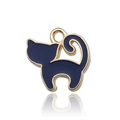 Cartoon Kätzchen Anhänger aus dunkelblauem Emaille mit Goldfinish für DIY Schmuck - Marineblaue Katze