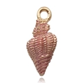 Pink enamel seashell pendant with gold alloy finish for DIY jewelry crafts - Ocean Conch / Pink Enamel Ocean Conch