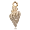 Golden alloy seashell charm pendant with spiral texture for DIY jewelry making - Ocean Conch / Enamel White Ocean Conch