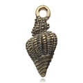 Antique gold conch shell charm pendant with spiral texture for DIY jewelry making - Enamel Black Ocean Conch