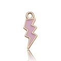 Golden lightning bolt charm with pink enamel inlay and circular hanging ring - Pink