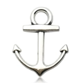 Silver-toned anchor pendant charm in polished alloy for DIY jewelry and keychains - Simple Anchor (3284)