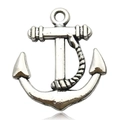 Retro silver anchor pendant charm with rope detail for DIY jewelry making and crafts - Rope Wrapped Anchor (3837)