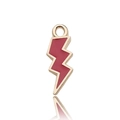 Golden lightning bolt alloy pendant with red enamel finish for DIY jewelry making - Red
