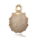 Pink resin shell charm with gold loop and glitter for DIY jewelry making - Enamel White-Pink Ocean Shell