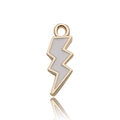 DIY gold alloy lightning bolt charm with white enamel finish for jewelry making - White