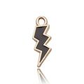 DIY gold-plated lightning bolt pendant with black enamel finish and hanging ring - Black
