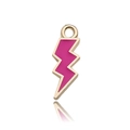 Gold lightning bolt pendant with vibrant rose red enamel for DIY jewelry making - Rose Red