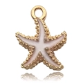 Starfish pendant in gold alloy with white enamel for DIY jewelry making - Enamel White Ocean Starfish