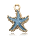 Starfish pendant with light blue enamel and golden beaded edges for DIY jewelry - Enamel Blue Ocean Starfish