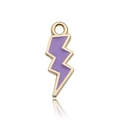 DIY gold-plated lightning bolt pendant charm with lavender purple enamel inlay - Purple