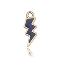 Golden lightning bolt charm with deep blue enamel inlay for DIY bracelets and necklaces - Dark Blue