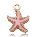 Pink enamel starfish charm with gold alloy plating for DIY jewelry making and crafts - Pink Enamel Ocean Starfish