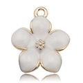DIY pearl white cherry blossom floral pendant with golden trim for jewelry making - White Sakura Style (10958)
