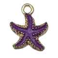 Golden alloy starfish pendant with purple enamel for DIY jewelry and necklaces - Enamel Purple Ocean Starfish