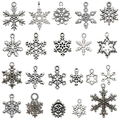 Set mit 19 Vintage-Schneeflocken-Anhängern aus Zinklegierung für DIY-Schmuck - Weihnachts-Schneeflocken-Serie Set (SN18)