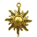Vintage hollow sun face pendant in antique gold finish for DIY jewelry necklaces - Antique Gold Sun (7704)