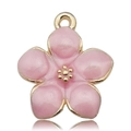 Zarter rosa fünfblättriger Blumenanhänger mit Goldakzenten für DIY-Schmuckherstellung - Rosa Kirschblütenstil (10961)