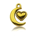 Golden alloy crescent moon and heart pendant for DIY creative jewelry making - Antique Gold Heart Moon (10216)