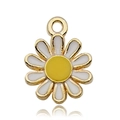 DIY Gänseblümchen-Anhänger mit weißen Emaille-Blütenblättern und goldenem Metallrand - Weißer Gänseblümchenstil (11070)