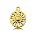 Hollow sun and stars pendant charm in bright golden alloy for DIY necklace making - Antique Gold Sun (10217)