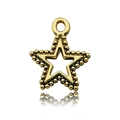 Vintage gold hollow star pendant with beaded edges for DIY necklaces and earrings - Antique Gold Pentagram Star (10238)