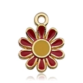 Bunter DIY Gänseblümchen-Anhänger in Rot mit Emaille und edler Goldbasis-Veredelung - Roter Gänseblümchenstil (11073)