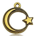 Vintage gold hollow star and moon alloy pendant charm for DIY creative jewelry making - Antique Gold Moon Star (13557)
