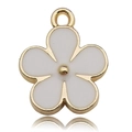 DIY Kirschblüten-Anhänger in weißem Emaille und Gold-Finish für Schmuckdesign - Weißer Blumenstil (11878)