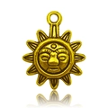 Vintage hollow sun face pendant charm in golden alloy for DIY necklace and earring making - Sun (13563)