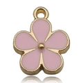 DIY Kirschblüten-Anhänger mit rosa Emaille und Gold-Finish für Ohrringe und Ketten - Rosa Blumenstil (11880)