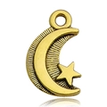 Vintage gold hollow crescent moon and star alloy pendant for creative jewelry making - Antique Gold Moon Star (13564)