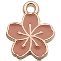 Rosa Emaille Kirschblüten Anhänger mit goldenem Metallring für DIY-Schmuckherstellung - Dunkelrosa Kleiner Kirschblütenstil (12083)