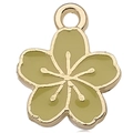 Pastellgrüner Kirschblüten-DIY-Anhänger mit Goldrand und kleiner Öse für Schmuck - Hellgrüner Kleiner Kirschblütenstil (12084)