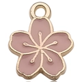 Kirschblüten-Anhänger in Pastellrosa mit Goldrahmen für DIY-Schmuck und Ohrringe - Rosa Kleiner Kirschblütenstil (12086)