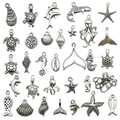 Assorted Tibetan silver ocean themed charms for DIY jewelry making with sea animal shapes - Marine Series 30 Styles (SN0057)