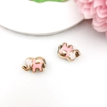 Pink and white enamel elephant charms in golden finish for DIY jewelry bracelets - Elephant (16237) / Pink