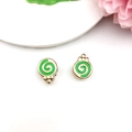Green spiral enamel CCB bead charm in lollipop shape for DIY bracelet jewelry making - Lollipop (16243)