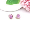 Purple enamel animal paw print charms with gold trim for DIY jewelry making - Paw (16248)