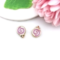 Gold lollipop bead charm with purple enamel swirl for DIY jewelry making and bracelets - Lollipop (16250)