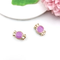 Charming purple enamel candy-shaped beads with gold finish for DIY jewelry making - Candy (16253)