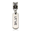 Silver retro DIY charm pendant with vertical Love engraving and heart design - LOVE Heart Lettering (11465-2.1g8x33)