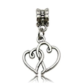 Retro silver double heart pendant for DIY jewelry bracelets with vintage finish - Interlocked Double Hearts (11471-1.62g19x31)