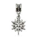 Vintage silver snowflake pendant with engraved loop for DIY jewelry making - Hexagonal Snowflake (11473-2.3g18x32)