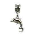 Retro silver dolphin bead charm with intricate textures and large hole for DIY jewelry - Dolphin Shape (11475-2.3g18x20)