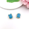 Blue enamel bear-shaped beads with gold plating for DIY jewelry and charm making - Cartoon Mouse Head (16256)