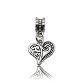Vintage silver hollow heart charm with grain details for DIY jewelry making - Hollow Heart (11484-1.5g14x25)